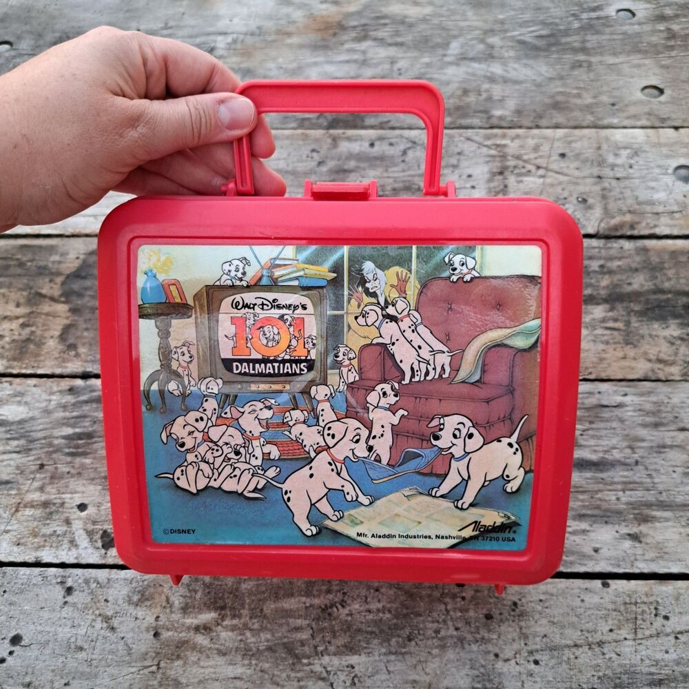 Vintage 101 Dalmatians Red Lunch Box Case Aladdin Disney NO THERMOS 90's Y2k